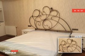 Modern Flower Detail Wrought Iron Bed