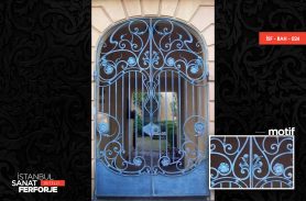 Double Winged Blue Wrought Iron Door