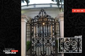 Black Double Wing Wrought Iron Garden Gate