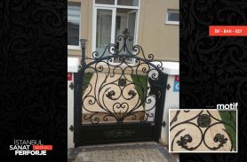 Wrought Iron Garden Gate with Daisy Flower Pattern