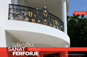 Altın Renkli Villa Ferforje Balkon Korkuluğu