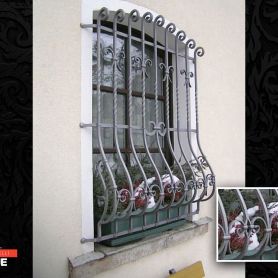 Gray Color Curved, Stylish, Wrought Iron Window Railing