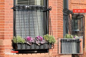 Curved, Elegant Wrought Iron Window Railings