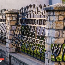 Black Modern Curved Wall Mounted Wrought Iron Railing