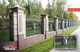 Gold Embroidered, Marble, Pavilion, Wall Mounted Wrought Iron Railing