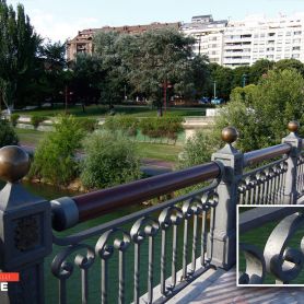 Wooden Handle, Elegant, Wall Mounted Wrought Iron Railing