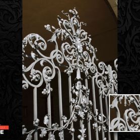 Ivy Detail Wrought Iron Wall Mounted Railing