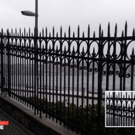 Spear Round Detail Wrought Iron Wall Mounted Railing