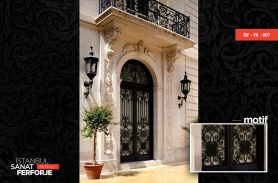 Black, Pavilion Style Wrought Iron Door