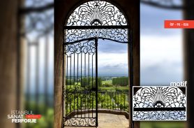 Ornate Black Color Wrought Iron Gate