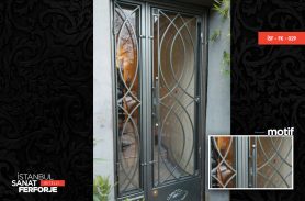 Glass Detail, Curved Wrought Iron Door