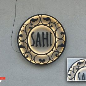 Wrought Iron Illuminated Round Sign