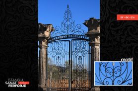 Black, Patterned Wrought Iron Garage Door