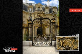 Wrought Iron Garage Door with Gold Leaf