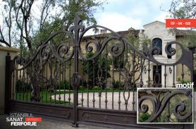 Brown, Villa Type Wrought Iron Garage Door