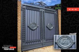 B Embossed, Wrought Iron Garage Door