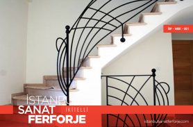 Modern Line Motif Wrought Iron Stair Railing