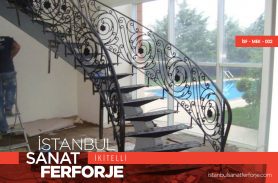 Çiçek Desenli Modern Ferforje Merdiven Korkuluğu