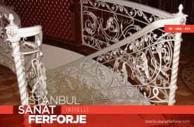 White Motif Wrought Iron Stair Railing