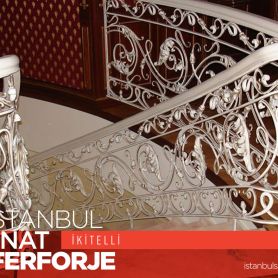 White Motif Wrought Iron Stair Railing