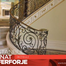 Golden Flower Pattern Wrought Iron Stair Railing