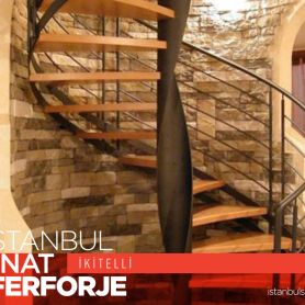 Wooden Step, Villa, Wrought Iron Stair Railing