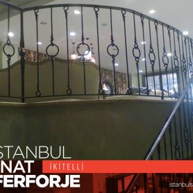 Modern Ring Detail Wrought Iron Stair Railing