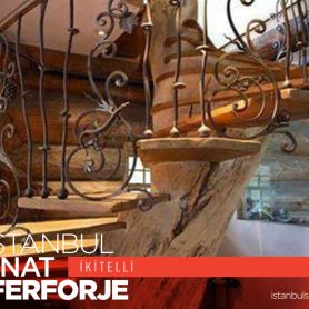 Modern Wrought Iron Stair Railing With Wooden Handle