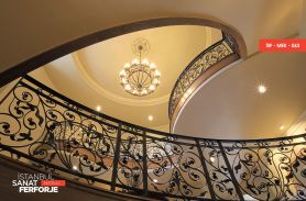 Black, Leaf Motif, Kiosk, Wrought Iron Stair Railing