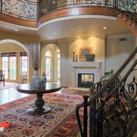 Wood Engraved Modern Wrought Iron Stair Railing