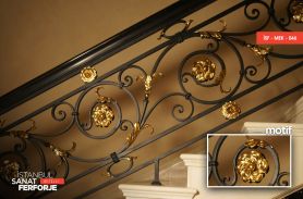 Gold Embroidered Elegant Daisy Wrought Iron Stair Railing