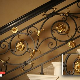 Gold Embroidered Elegant Daisy Wrought Iron Stair Railing