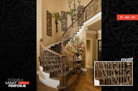 Wood Detail Wrought Iron Stair Railing