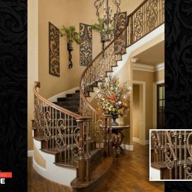 Wood Detail Wrought Iron Stair Railing