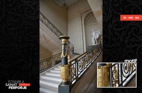 Gold Embroidered Kiosk Wrought Iron Stair Railing