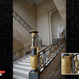 Gold Embroidered Kiosk Wrought Iron Stair Railing