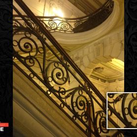 Wood Detail Wrought Iron Stair Railing