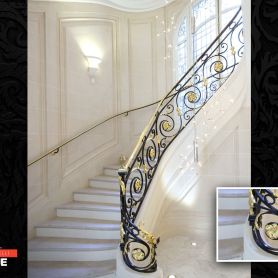 Elegant Design Gold Processing Wrought Iron Stair Railing