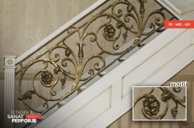 Wrought Iron Stair Railing with Daisy Motif