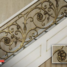 Wrought Iron Stair Railing with Daisy Motif