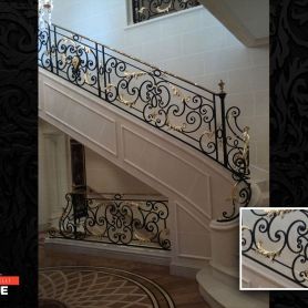 Gold Ornament Wrought Iron Stair Railing