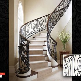 Wood Detail Wrought Iron Stair Railing