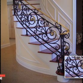 Gold inlaid Modern Wrought Iron Stair Railing