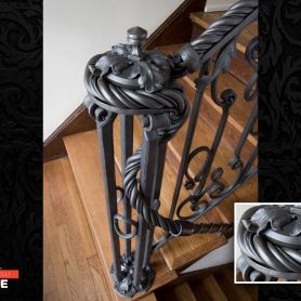 Spiral Detail Wrought Iron Stair Railing