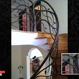 Ivy Patterned Wrought Iron Stair Railing