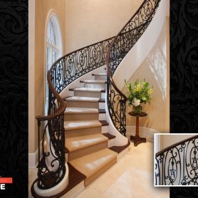 Classical Processing Wrought Iron Stair Railing