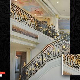 Gold Ornament Wrought Iron Stair Railing