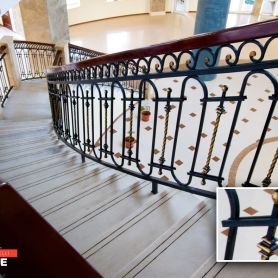 Classic Wood Detail Wrought Iron Stair Railing