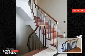 Parallel Wrought Iron Stair Railing With Wooden Handle