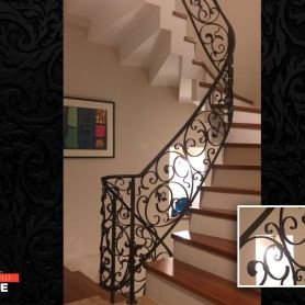 Ivy Patterned Wrought Iron Stair Railing